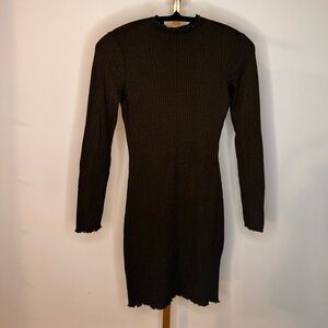 Dark Olive Green Long Sleeve Dress